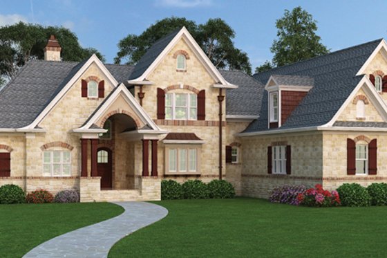 Exterior - Front Elevation 3 for European House Plan #119-420 - 3 bed, 2 bath