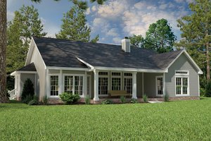 Exterior - Rear Elevation for Country House Plan #472-149 - 3 bed, 2 bath