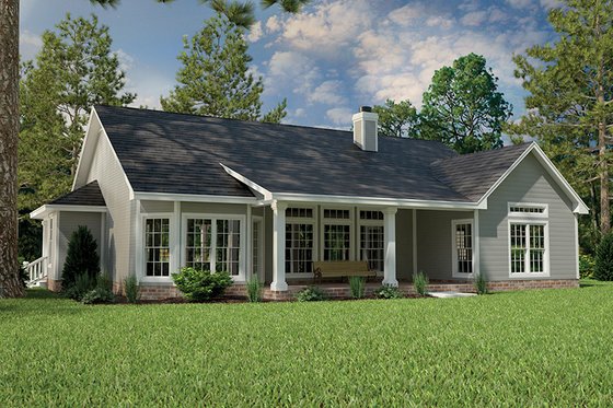 Exterior - Rear Elevation for Country House Plan #472-149 - 3 bed, 2 bath