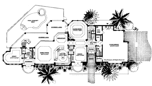Architectural House Design - Mediterranean Floor Plan - Main Floor Plan #1017-68