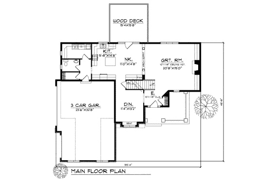 Floor Plan - Main Floor for Traditional House Plan #70-410 - 4 bed, 3 bath