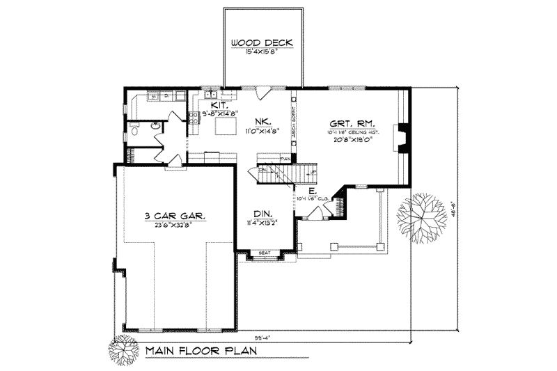 House Plan Design - Floor Plan - Main Floor for Traditional House Plan #70-410 - 4 bed, 3 bath