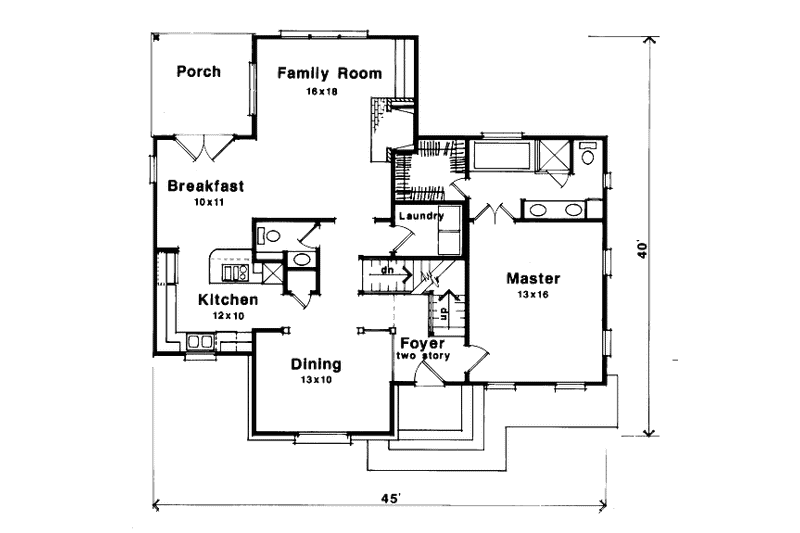 Dream House Plan - Floor Plan - Main Floor for European House Plan #41-130 - 3 bed, 2.5 bath