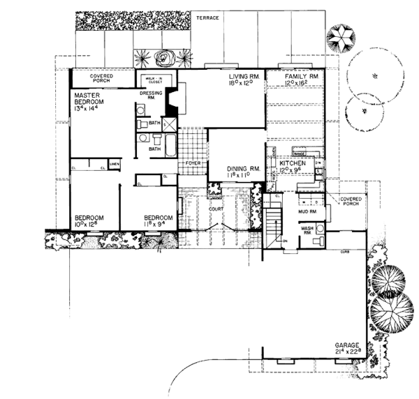 Dream House Plan - Adobe / Southwestern Floor Plan - Main Floor Plan #72-688