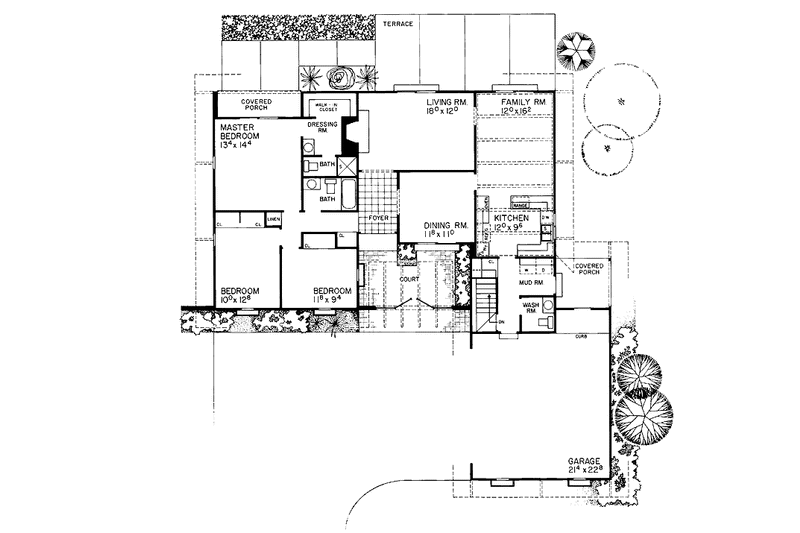 Home Plan - Floor Plan - Main Floor for Adobe / Southwestern House Plan #72-688 - 3 bed, 2.5 bath