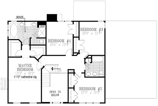 Architectural House Design - Colonial Floor Plan - Upper Floor Plan #953-43