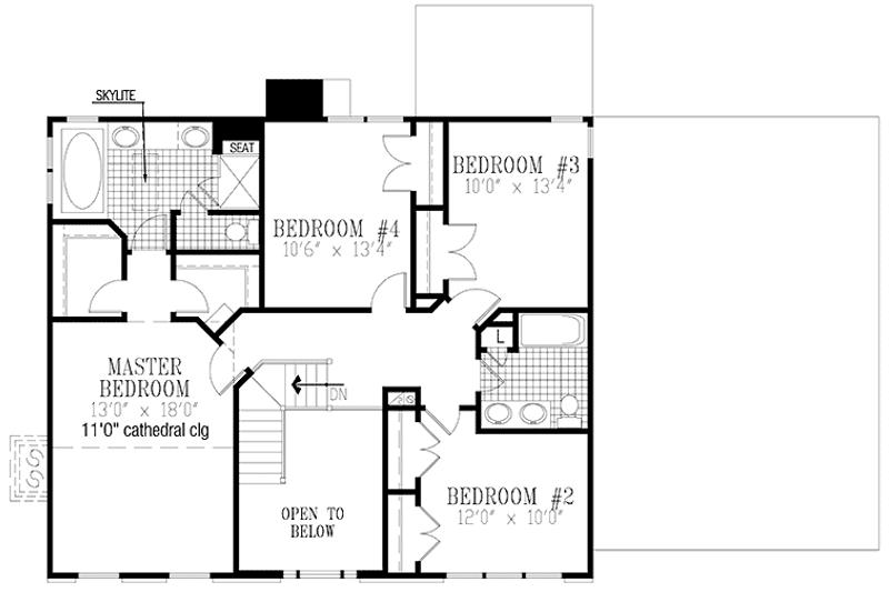 Architectural House Design - Floor Plan - Upper Floor for Colonial House Plan #953-43 - 4 bed, 2.5 bath