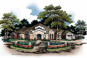 House Plan Design - Exterior - Front Elevation for Mediterranean House Plan #952-81 - 5 bed, 4.5 bath