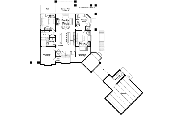 Floor Plan - Lower Floor for Craftsman House Plan #928-175 - 4 bed, 3.5 bath