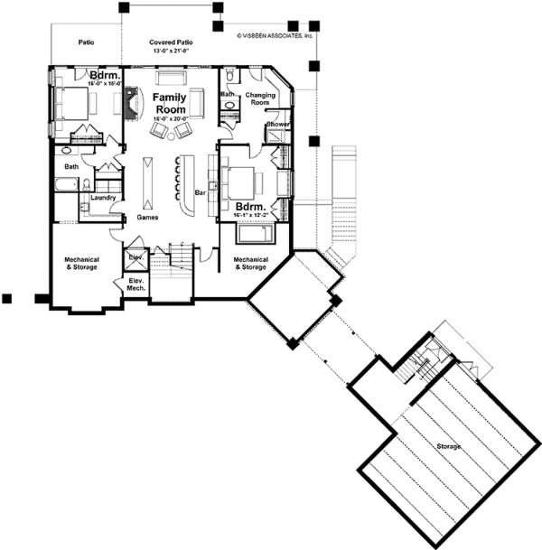 Craftsman Floor Plan - Lower Floor Plan #928-175
