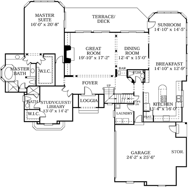 Architectural House Design - Mediterranean Floor Plan - Main Floor Plan #453-222