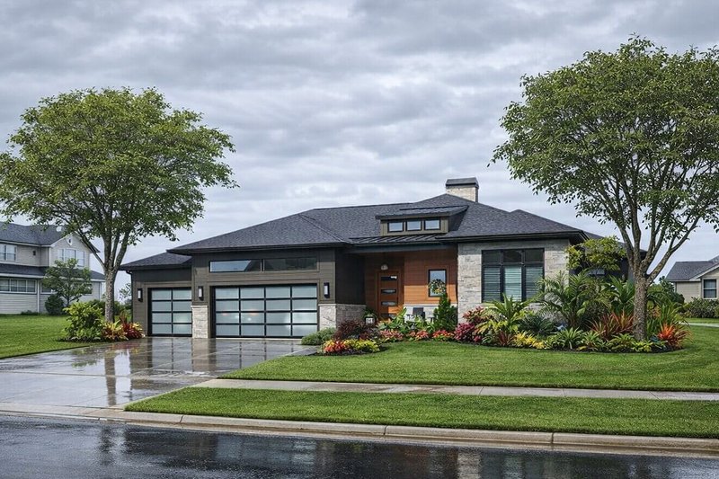 Home Plan - Exterior - Front Elevation 3 for Contemporary House Plan #928-381 - 3 bed, 2.5 bath