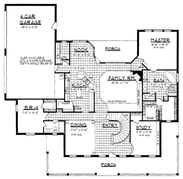 Dream House Plan - Country Floor Plan - Main Floor Plan #62-153