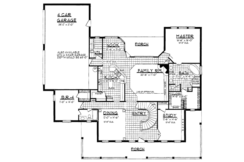 Architectural House Design - Floor Plan - Main Floor for Country House Plan #62-153 - 5 bed, 4 bath