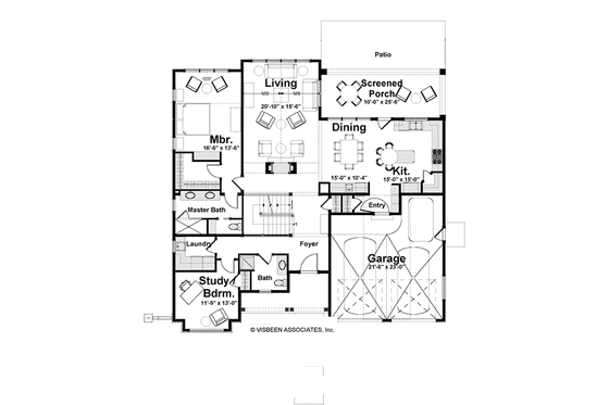 Floor Plan - Main Floor for Craftsman House Plan #928-230 - 3 bed, 4 bath