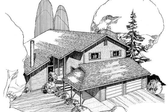 Exterior - Front Elevation 3 for Contemporary House Plan #60-897 - 3 bed, 2.5 bath
