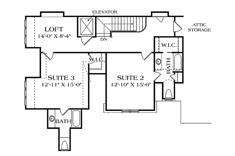 Home Plan - Floor Plan - Upper Floor for European House Plan #453-588 - 4 bed, 4 bath