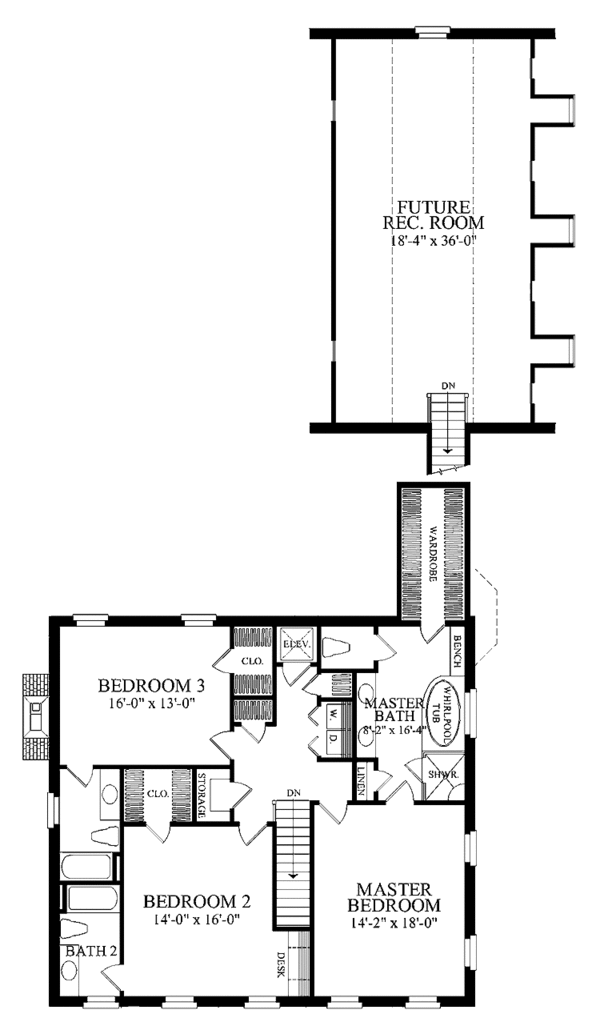 Home Plan - Classical Floor Plan - Upper Floor Plan #137-334