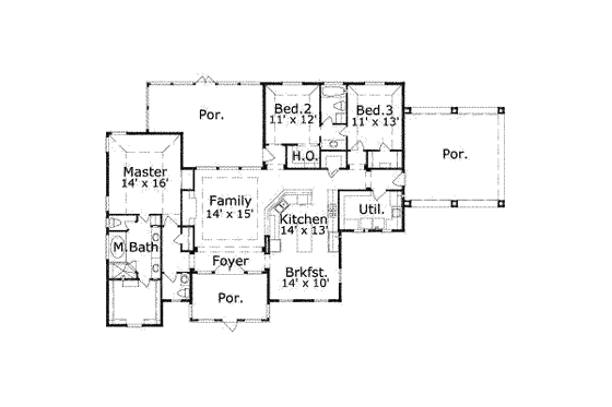 Floor Plan - Main Floor for Country House Plan #411-124 - 3 bed, 2.5 bath