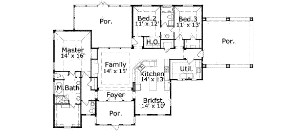 Country Floor Plan - Main Floor Plan #411-124