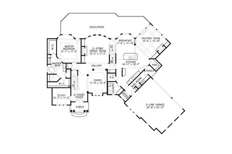House Blueprint - Floor Plan - Main Floor for Traditional House Plan #54-526 - 4 bed, 3.5 bath
