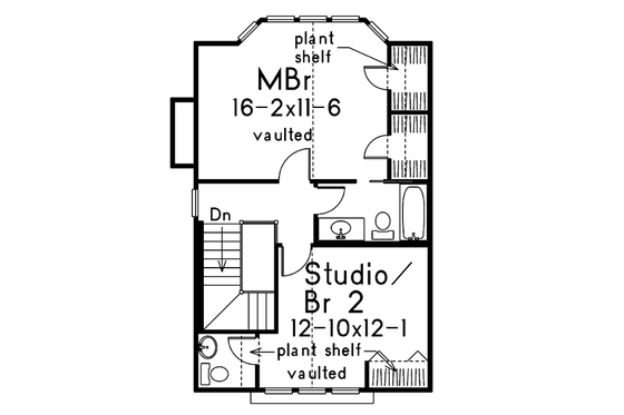 Floor Plan - Upper Floor for Cottage House Plan #57-153 - 2 bed, 3 bath