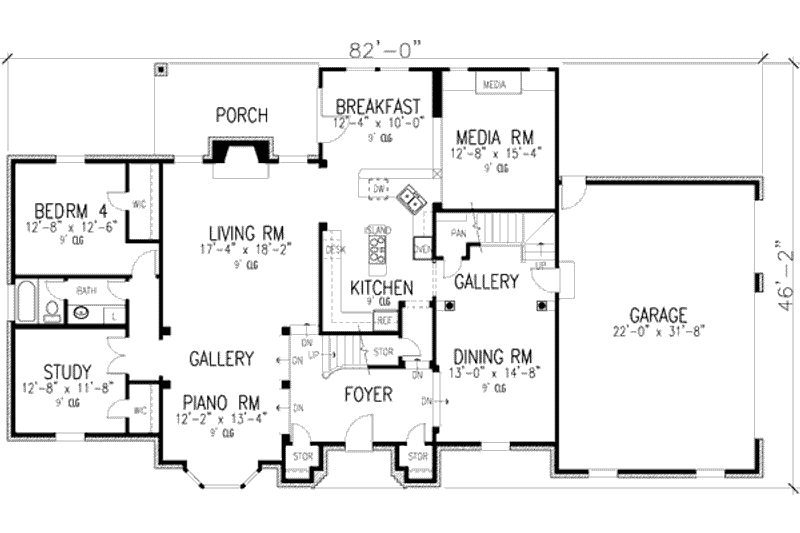 Dream House Plan - Floor Plan - Main Floor for European House Plan #410-229 - 4 bed, 4 bath