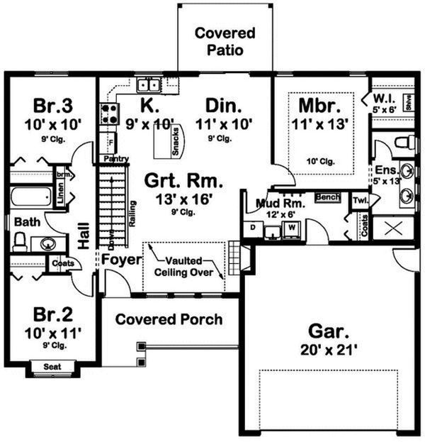 Craftsman Floor Plan - Main Floor Plan #126-183