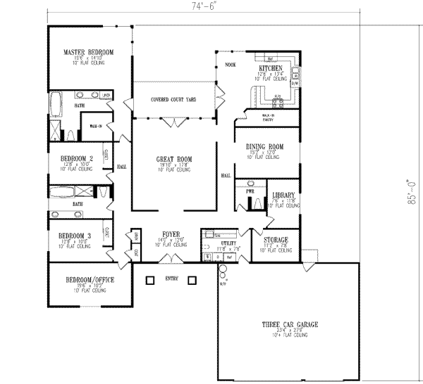 House Design - Adobe / Southwestern Floor Plan - Main Floor Plan #1-811