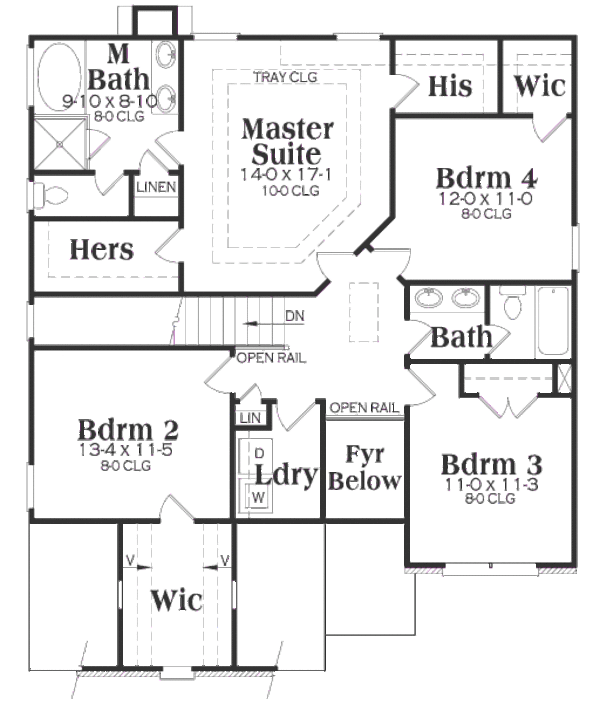 House Plan Design - Traditional Floor Plan - Upper Floor Plan #419-184