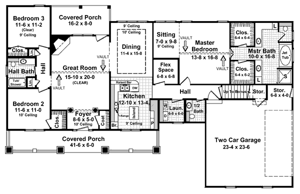 Architectural House Design - Country Floor Plan - Main Floor Plan #21-188