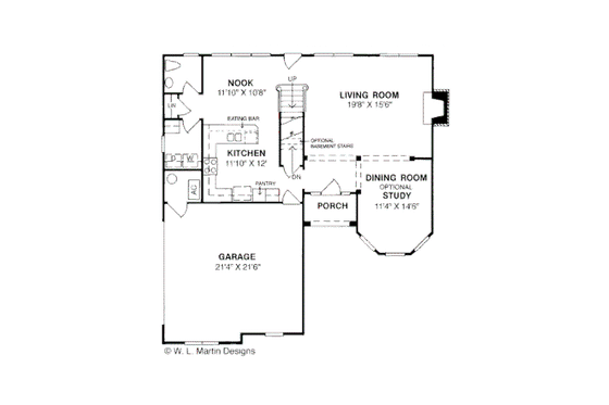 Floor Plan - Main Floor for Traditional House Plan #20-305 - 4 bed, 2.5 bath