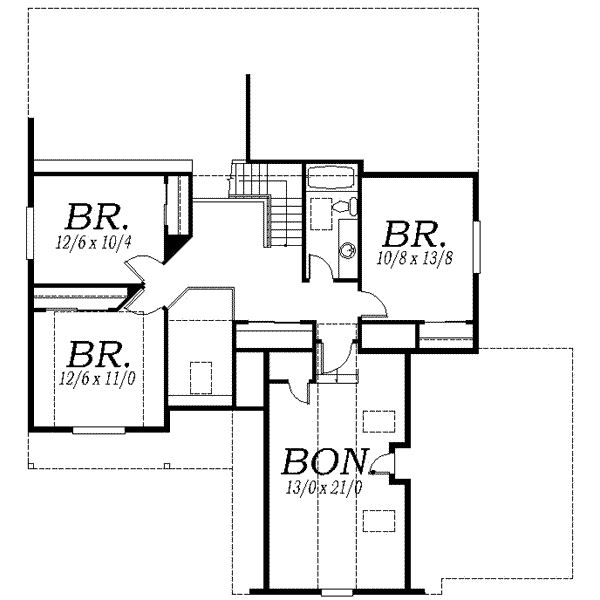 Traditional Floor Plan - Upper Floor Plan #130-102