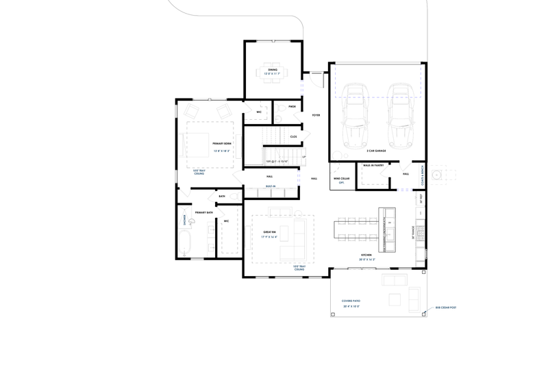 House Design - Floor Plan - Main Floor for Modern House Plan #1129-21 - 4 bed, 3.5 bath