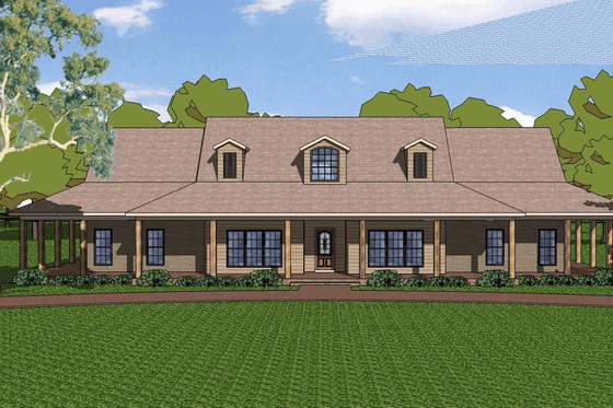 Exterior - Front Elevation for Farmhouse House Plan #8-196 - 3 bed, 3 bath