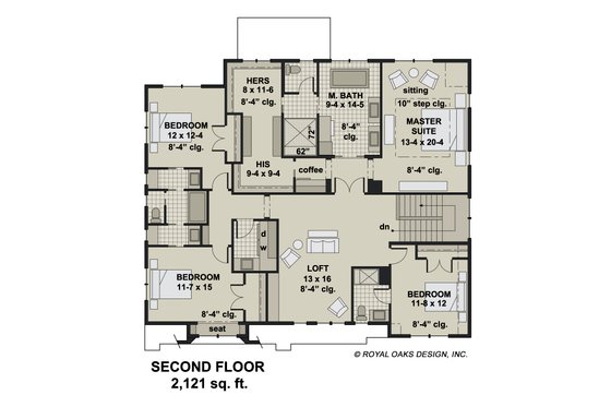 Floor Plan - Upper Floor for Farmhouse House Plan #51-1212 - 4 bed, 3.5 bath