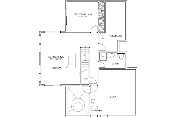Floor Plan - Lower Floor for Contemporary House Plan #320-395 - 3 bed, 3 bath