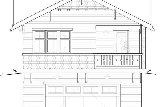 Exterior - Rear Elevation for Craftsman House Plan #895-37 - 2 bed, 1 bath