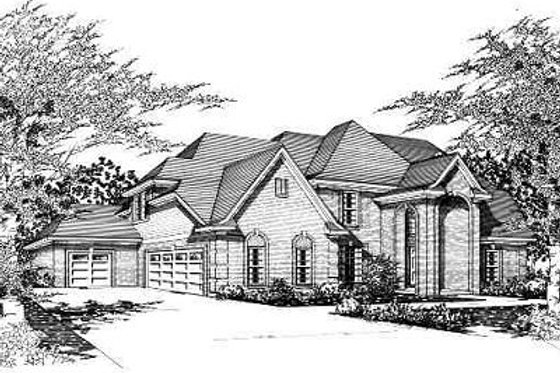 Exterior - Front Elevation for European House Plan #329-302 - 5 bed, 4 bath