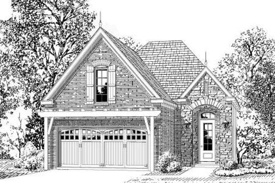 Exterior - Front Elevation for European House Plan #424-119 - 3 bed, 2 bath