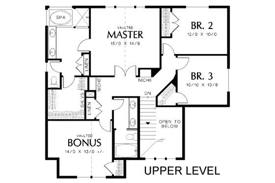 Floor Plan - Upper Floor for Craftsman House Plan #48-160 - 5 bed, 3 bath