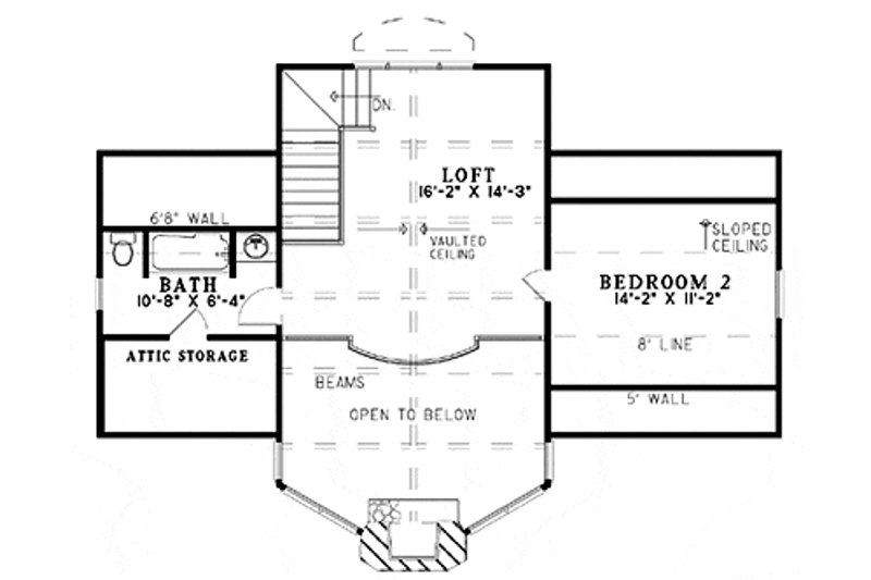 House Plan Design - Floor Plan - Upper Floor for Traditional House Plan #17-2276 - 2 bed, 2 bath