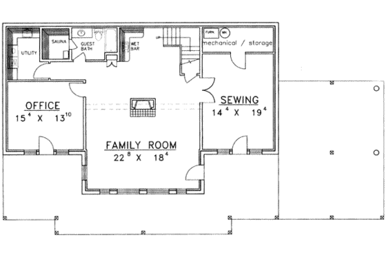 Floor Plan - Lower Floor for Log House Plan #117-401 - 4 bed, 3.5 bath