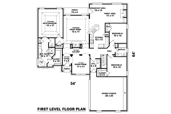 Floor Plan - Main Floor for Colonial House Plan #81-1558 - 3 bed, 2 bath