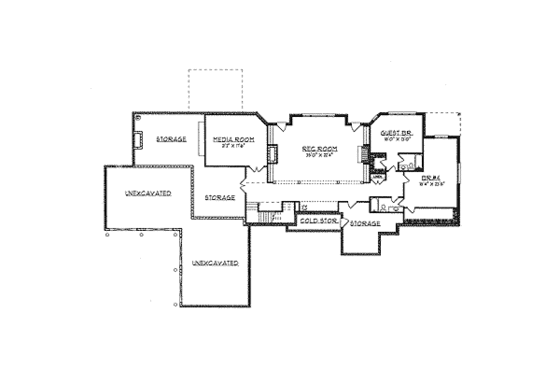 Floor Plan - Lower Floor for European House Plan #70-534 - 3 bed, 2.5 bath