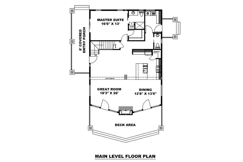 Home Plan - Floor Plan - Main Floor for Craftsman House Plan #117-925 - 3 bed, 2.5 bath