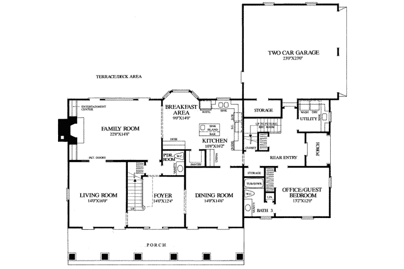 Dream House Plan - Floor Plan - Main Floor for Colonial House Plan #137-194 - 3 bed, 3.5 bath