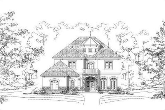 Exterior - Front Elevation for European House Plan #411-407 - 4 bed, 3.5 bath