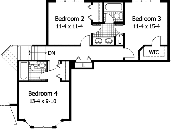 Dream House Plan - Traditional Floor Plan - Upper Floor Plan #51-946