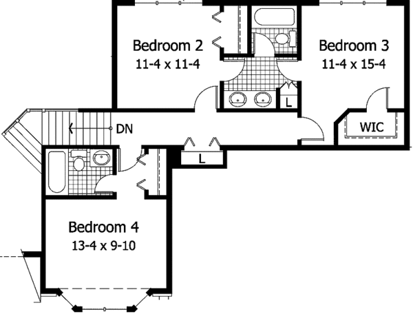Architectural House Design - Traditional Floor Plan - Upper Floor Plan #51-946